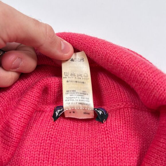 Patagonia Sweater Womens Size Medium Pink Lambswool Cowl Neck Pullover Knit - Picture 6 of 9